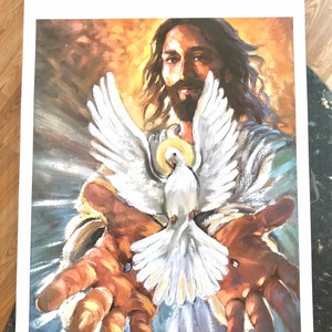 Holy Spirit Art Print, Jesus Art ,   “Spirit of Power and Love”, 11x14 print  Confirmation gift, Prayer Room Art