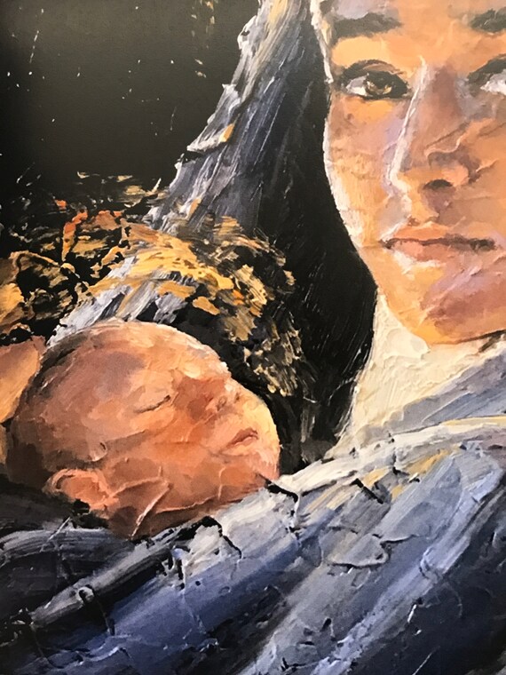 Virgin and Child Paintingchristmas Art Print Virgin of Light - Etsy