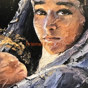 Impresión artística de la Belleza de la Virgen María con el Niño, 8x10 a 16x20, Arte de Madre e Hijo, habitación de bebé, Arte infantil, regalo para nueva mamá