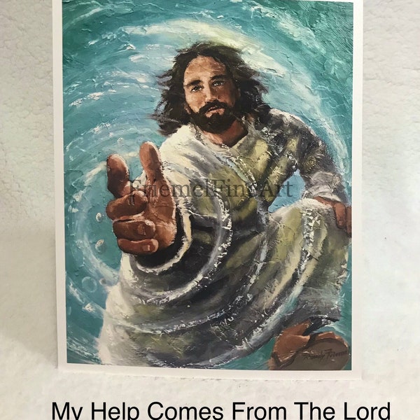 Art for anxiety, Unique gifts, mom gift , Jesus Art , 8x10 & 11x14  , Jesus pulling you to safety, Inspirational, Encouraging