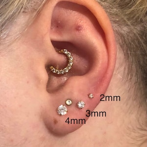16 Gauge Zirconia Crystal Stainless Steel Internal Thread Stud Bar Labret  2/3/4mm Crystal Cartilage Claw 6/8 mm bar