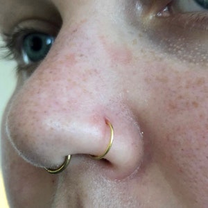 x1 22 Gauge 7mm small seamless Sterling Silver/Gold/Rose Gold Colour Nose Ring Hoop Cartilage Tragus Helix Septum