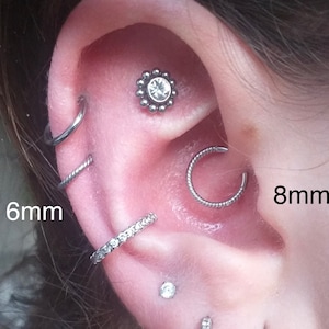 x1 16G  Hinged Twisted  Earring Hoop Silver Cartilage Helix Tragus Segment Nose Ring Clicker daith