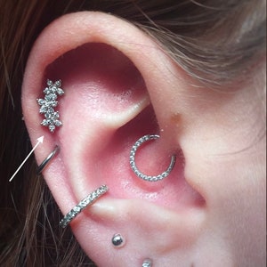 Steel Flower Barbell, Helix & Cartilage Piercing Jewellery