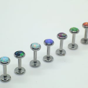 x 1 stud only ** 16 G Opal Stainless Steel Internal Thread Stud Bar Labret 6/8mm Bar 3/4/5mm opal  Size Cartilage Ear Tragus Lip