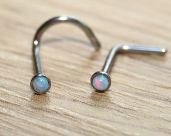 Opal Nose Ring 4-Piece Opal Nose Screw Rings - 20G 316L Surgical Steel Studs In Multiple Colors & Sizes Four Prong CZ Nose Ring - Foto 7