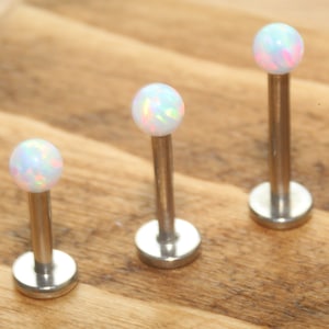 16 Gauge Opal Ball Stainless Steel Cartilage Tragus Stud Bar Piercing Ear Jewellery 6/8/10 mm Bar