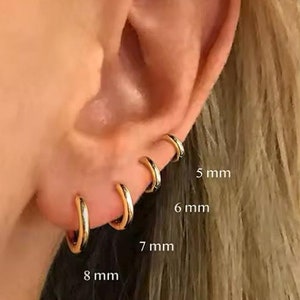 Pair of 20g Stainless Steel Silver / Gold Huggie Earrings, Clicker Earrings hoops non tarnish