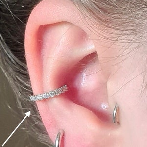 X1 Hoop Sterling Silver 18G 10mm Huggie Zirconia Crystal Hoop Earring Gold Silver Hinged Clicker Helix gift for her Cuff