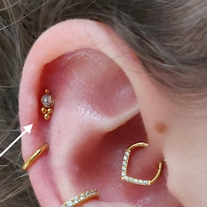 16 Gauge Trinity Ball Crystal Labret 6/8mm bar Internal Thread Flat Back Cartilage Tragus Helix Ear Jewellery Earring