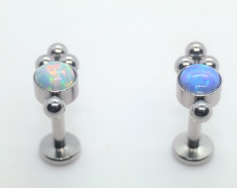 20G Stainless steel Opal Trinity Ball Barbell Tragus Cartilage Helix Ear Piercing 6mm