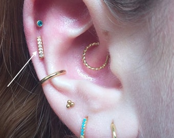 20G Stainless steel Opal Trinity Ball Barbell Tragus Cartilage Helix Ear Piercing 6mm