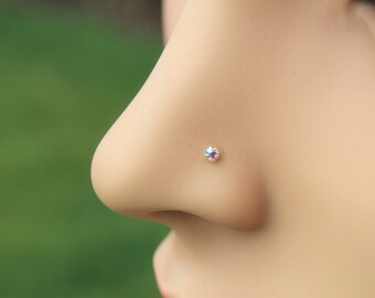 TEJ638 L Shape Nose Stud,Citrine Nose Piercing,Gold Nose Piercing,Diamond Nose Stud,Flower Nose Stud,CZ Simulated Diamond Nose Stud,Cubic Zirconia Thanksgiving Nose Stud,Sterling Silver Nose Stud