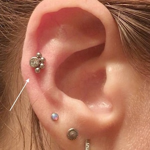 16G binnendraad Trinity Ball & Crystal Bar Labret zilver goud tragus helix conch kraakbeen oorbel Lichaamssieraden 6/8 mm baar