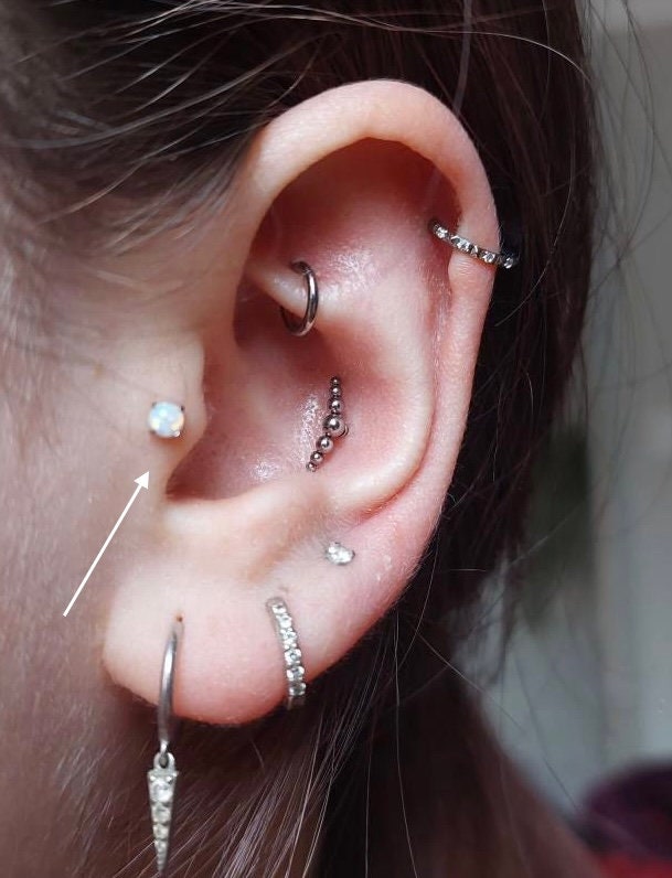 Piercing Conch En Titane G23 16G Avec Zirconium - Longueur 8 Mm, Filetage Interne, Pour Cartilage, Lèvre, Tragus