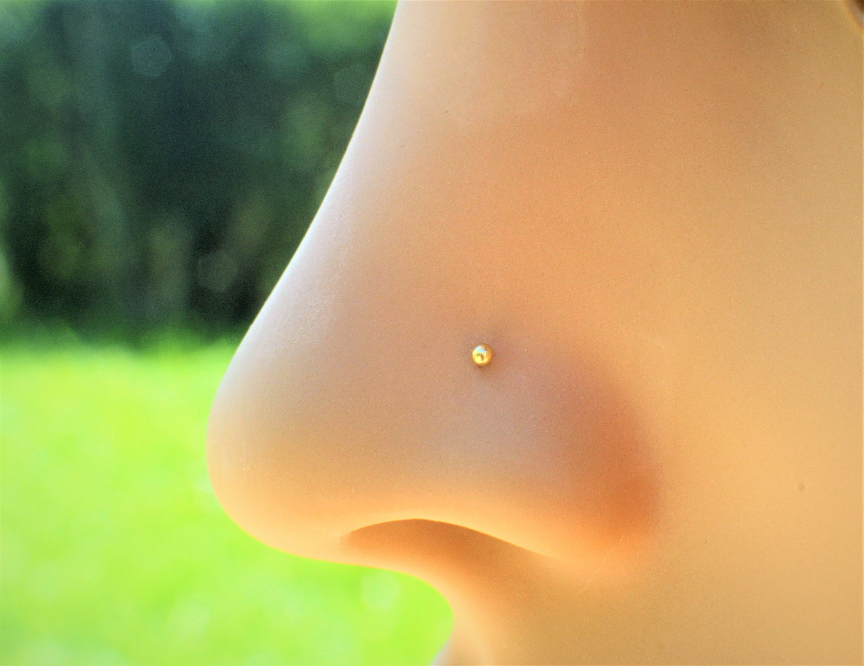 x2 24G Tiny 1.2mm Gold or Sterling Silver  Nose Stud Straight / Bone …