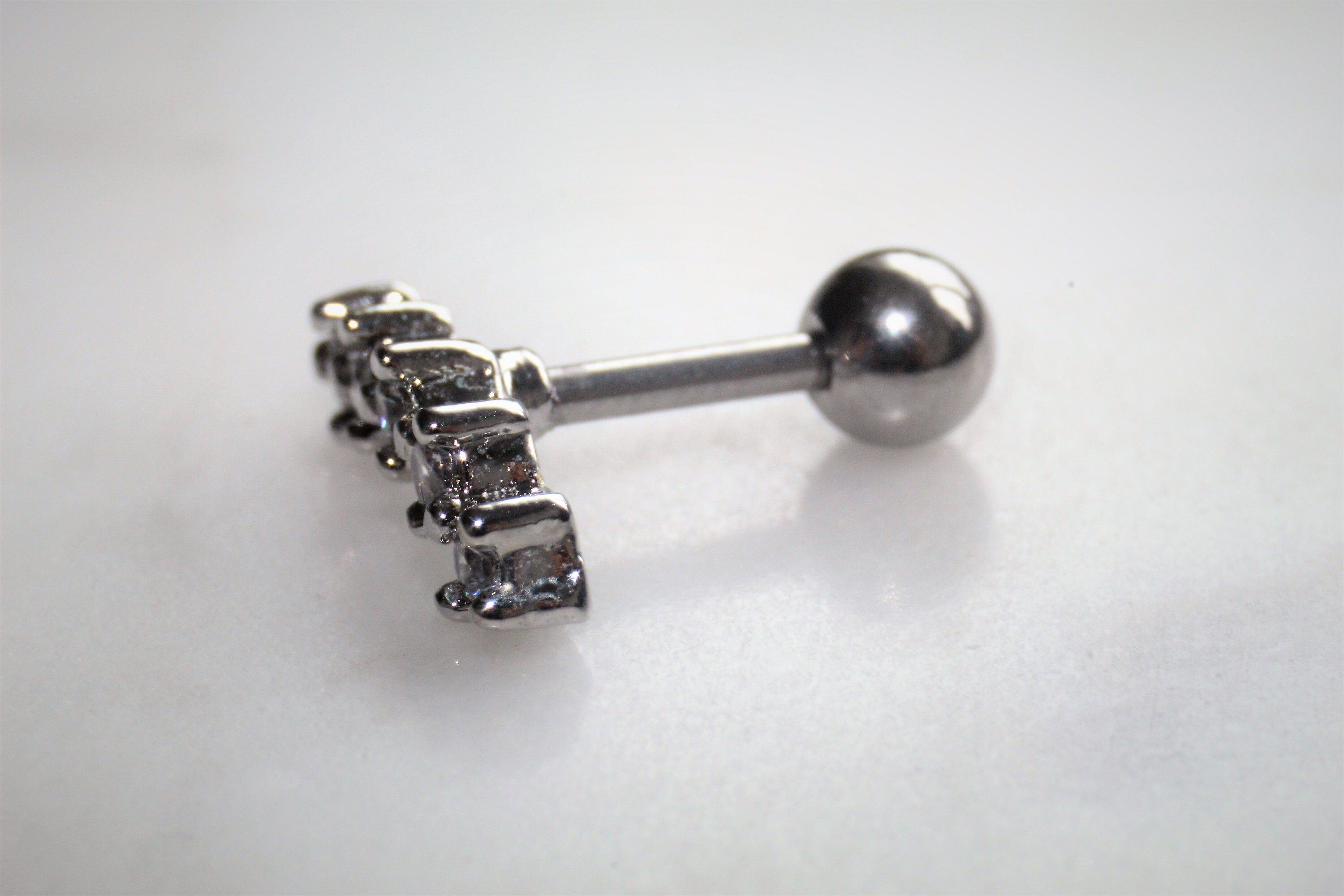 16G Zirconia 5 Crystal Bar Piercing Cartilage Tragus Helix Ear Etsy UK