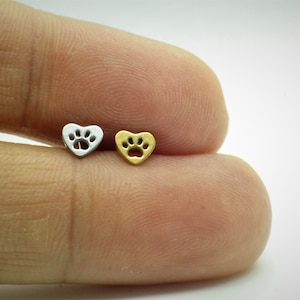 16G Stainless Steel Internal Thread Bar Paw Heart animal  Labret Tragus Helix conch cartilage earring Body Jewellery