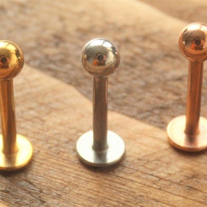 16G External Thread Stainless Steel Bar Ball Silver Gold Rose Gold  Lip Labret Tragus Helix conch cartilage Body Jewellery 6/8/10 Bar