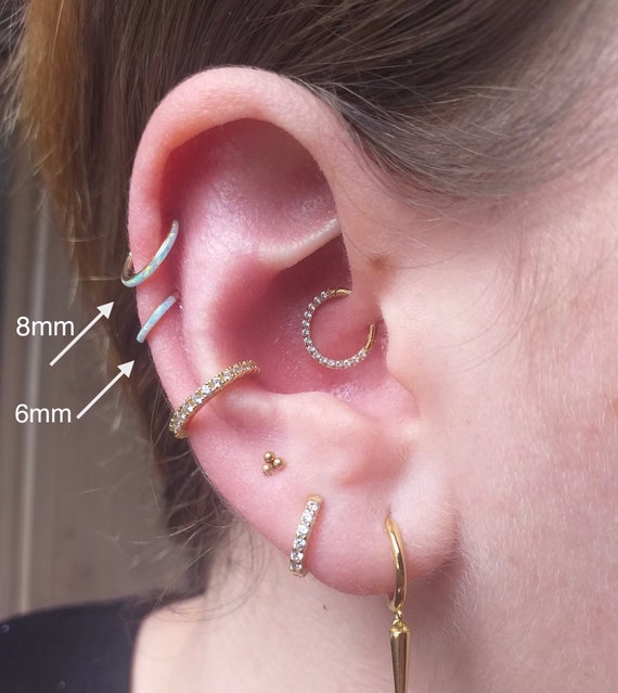 Cubic Zirconia Cartilage Earrings – 925 Silver Hoop Huggie For Helix Tragus
