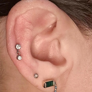 16G Titanium Internal Thread Bar Zirconia Crystal dangle Labret Tragus Helix  cartilage earring Body Jewellery