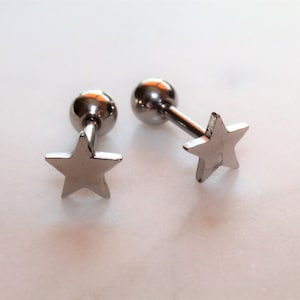 x1 16 Gauge Star Stainless Steel Tragus Cartilage Stud Bar Piercing Ear lip Jewellery Helix