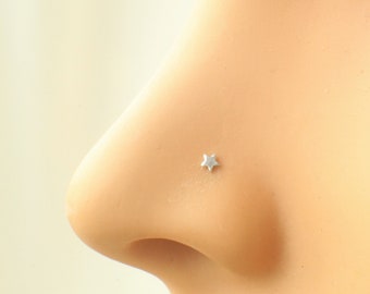 X3 Studs! Tiny delicate Gold / Sterling Silver Star Nose stud Tiny Straight /Bone end/ L post Jewellery