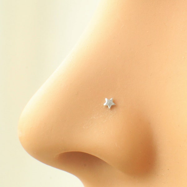 X3 Studs! Tiny delicate Gold / Sterling Silver Star Nose stud Tiny Straight /Bone end/ L post Jewellery