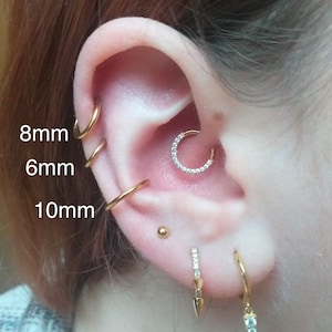 6/8/10/12mm 316 L Stainless Steel Clicker 16g/18g/20g Hinged Seamless Earring Hoop Silver Gold Rose Cartilage Helix Tragus Segment Nose Ring
