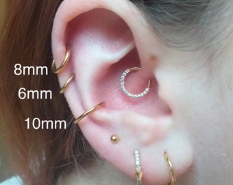 Boucle d'oreille articulée sans couture en acier inoxydable 316 L, 6/8/10/12 mm, 16 g/18 g/20 g, anneaux de nez segmentés en hélice de tragus, cartilage rose et argent