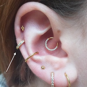 1 *Earring* 20G 6mm Huggie Zirconia Crystal Hoop Earring ROSE GOLD ONLY Hinged Cartilage Nose  Helix Jewellery Tragus