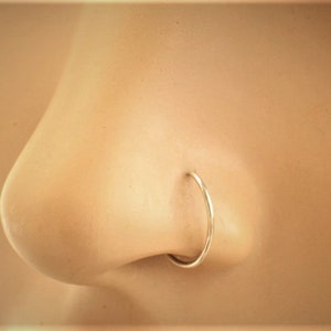 X2  Sterling Silver / Gold 8mm Plain Hoop Nose Ring  Cartilage Tragus Helix Septum Lip Body Jewellery 22g