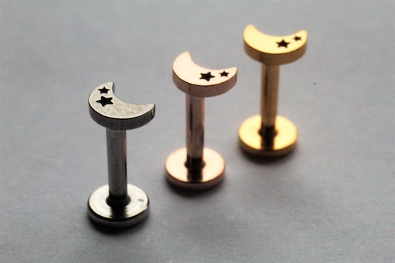 OUFER Titan Labret Piercing – Internes Gewinde, 16G (1,2 Mm), 8 Mm Länge, Mit Klarem Zirkonia