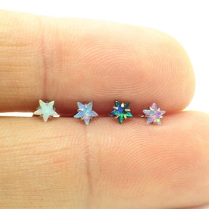 x1 16 Gauge Star Opal Stainless Steel Labret Internal Thread Cartilage Tragus Stud Bar Piercing Ear lip Jewellery  6/8mm Bar