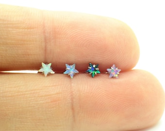 x1 16 Gauge Star Opal Labret Earring Bar Jewellery  6/8mm Bar