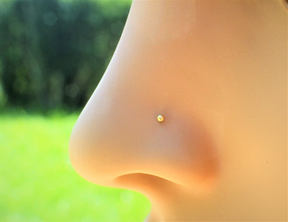 X3 Studs 24G Tiny 1.2mm Gold or Sterling Silver Nose Stud Straight / Bone  End / L Shape Jewellery 