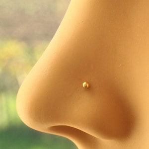 x2 24G Gold small 1.5mm Ball Nose Stud Straight End L Shape, Bone End, simple Nose Piercing Jewellery