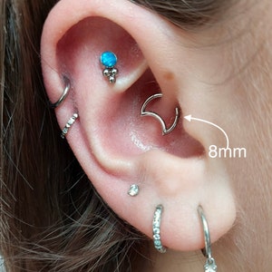 8/10/12mm Half Moon 316 L Stainless Steel Clicker 16g Hinged Seamless Earring Hoop Silver Gold Rose Cartilage Helix Tragus Segment Daith