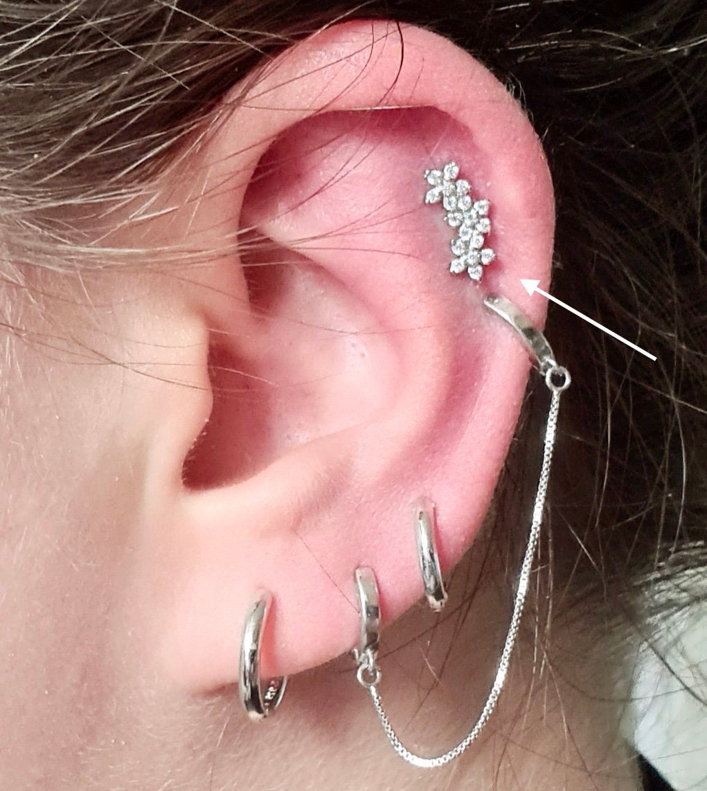Set 12 Orecchini A Fiore Per Piercing Elica E Cartilagine - Acciaio Inox - Oro E Argento