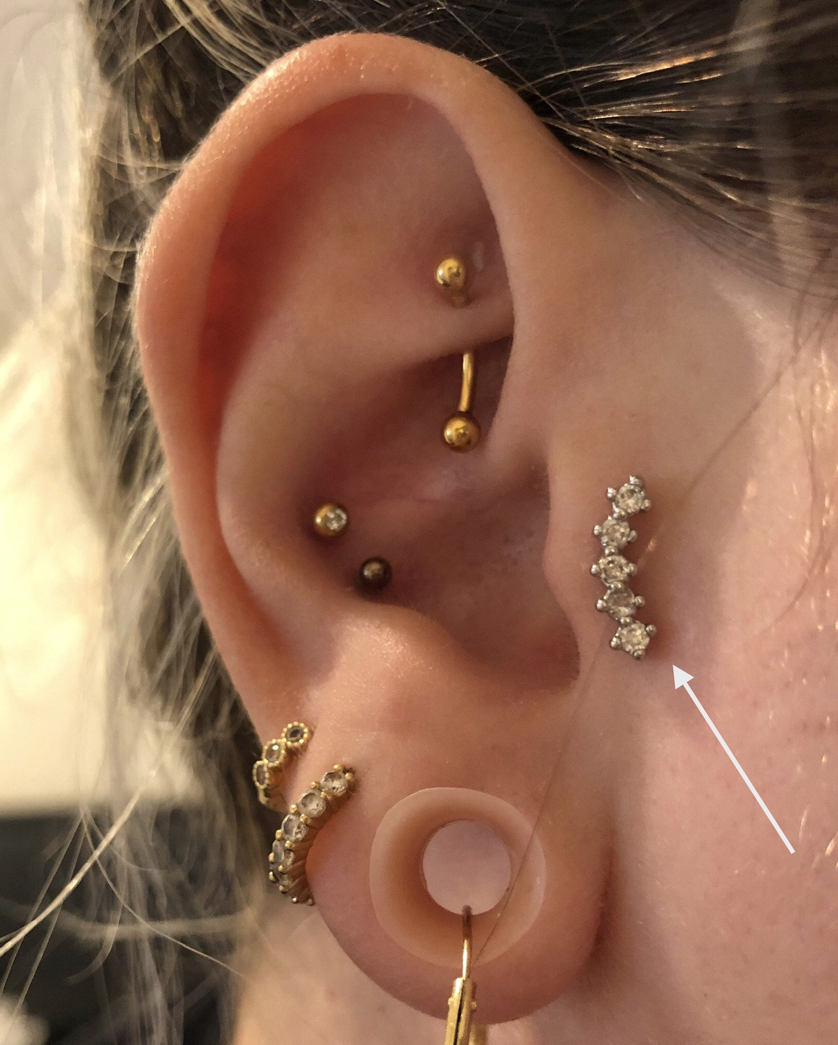 16G Zirconia 5 Crystal Bar Piercing Cartilage Tragus Helix Ear Etsy UK