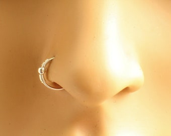 Silver or Gold Nose Ring Hoop, Coil & Ball Nose Ring