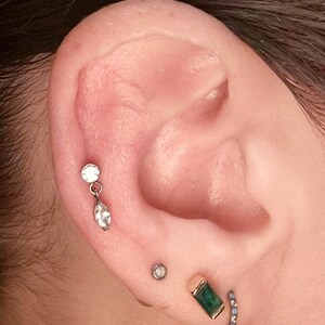 16G Titanium Internal Thread Bar Zirconia Crystal dangle Labret Tragus Helix  cartilage earring Body Jewellery