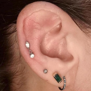 16G Titanium Internal Thread Bar Zirconia Crystal dangle Labret Tragus Helix  cartilage earring Body Jewellery