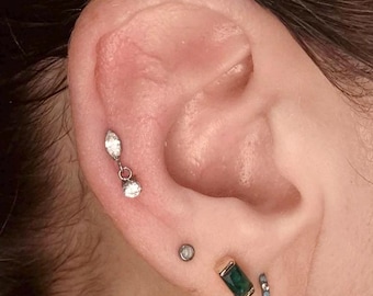 16G Titan Innengewinde Bar Zirkonia Kristall baumeln Labret Tragus Helix Knorpel Ohrring Körperschmuck