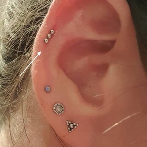 20G Stainless steel Triple Ball Barbell Tragus Cartilage Helix Ear Piercing 6mm