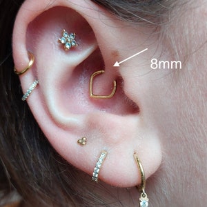 8mm 10mm  16 Gauge Tear Drop Stainless Steel Huggie Clicker Earring Hoop Gold / Silver Helix Tragus Septum Daith Jewellery