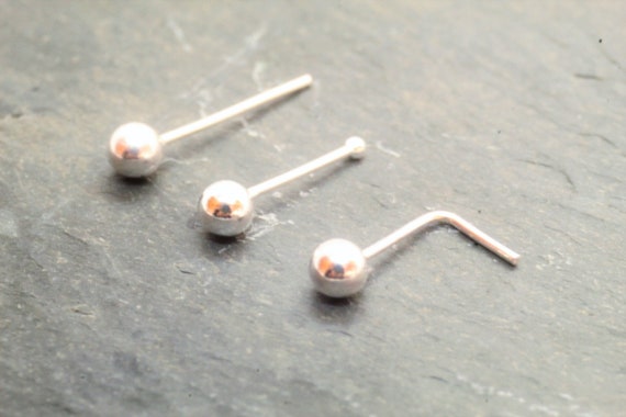 X 1 Sterling Silver 2.5mm Large Ball Nose Stud Bone End Piercing