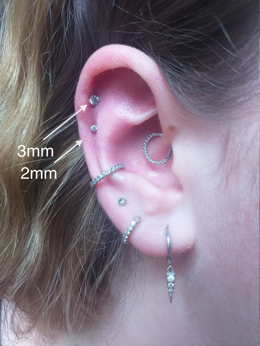Pierced Owl - 16GA Stainless Steel Clicker Hoop Earring And Chain