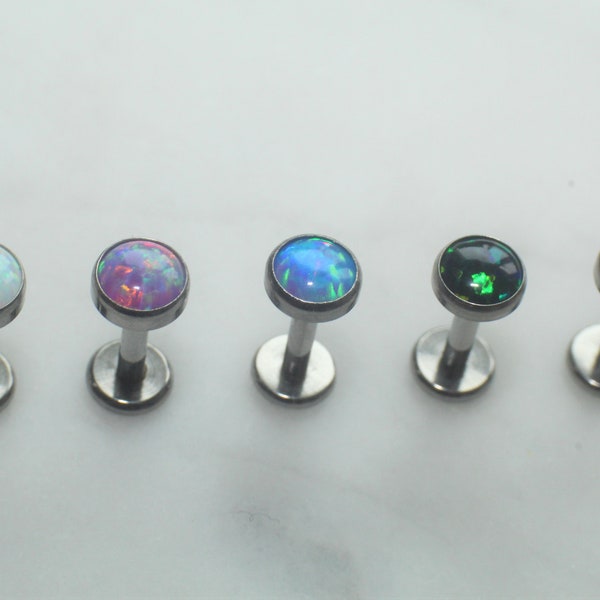 16 Gauge Opal Titanium Internal Thread Stud Bar Labret 6 8mm Bar 3 4mm Opal Size Cartilage Ear Tragus Lip Helix