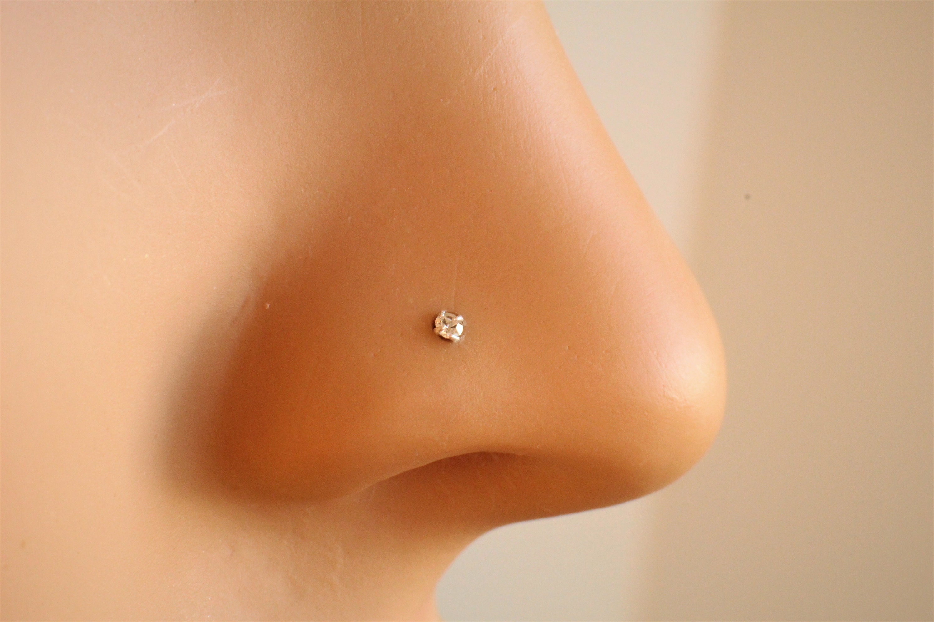 x2  22 Gauge 1.5mm Sterling Silver Claw Set Zirconia Crystal L shape …